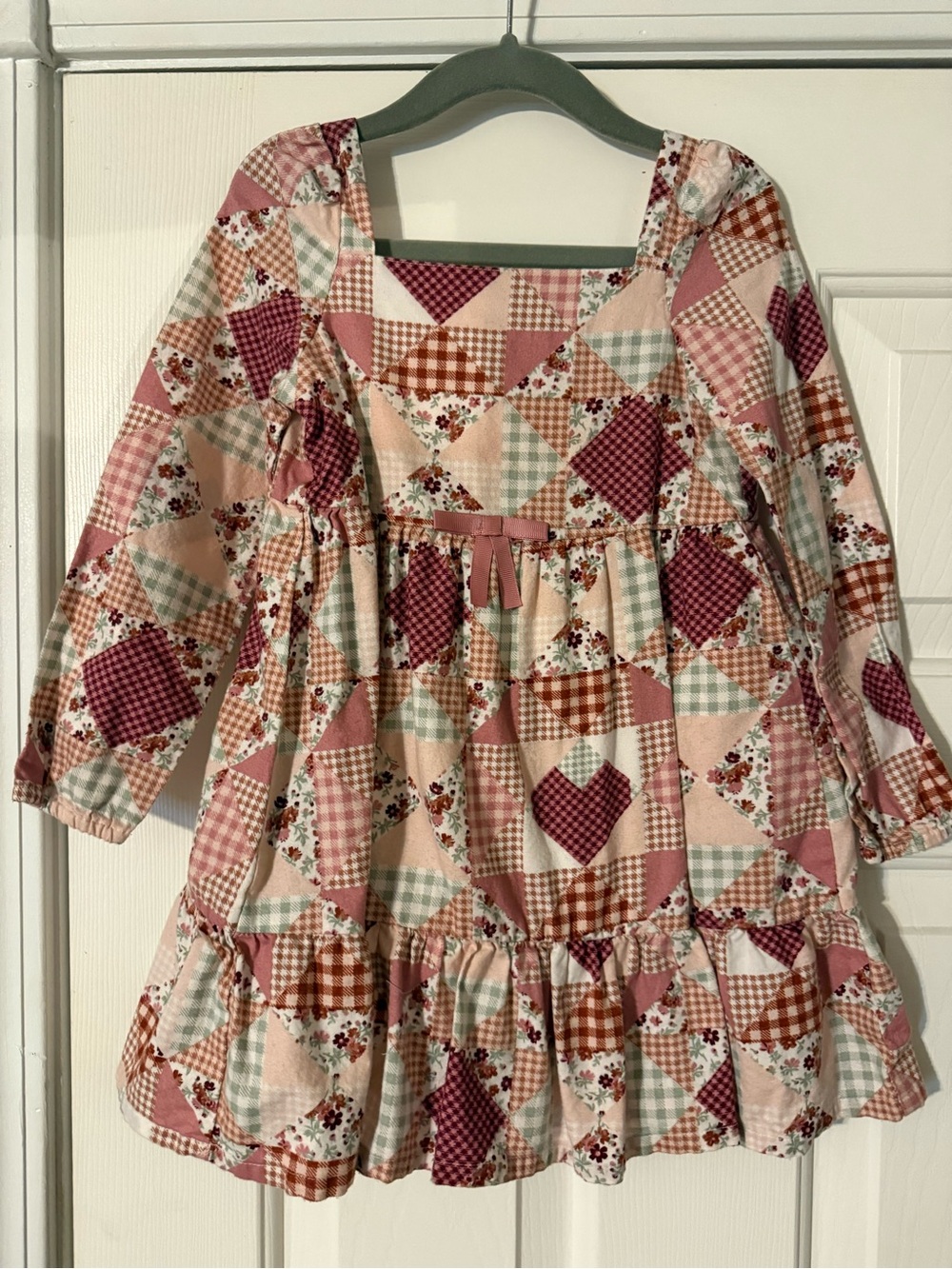 Gymboree Pink & Burgundy Patchwork Heart lined dress